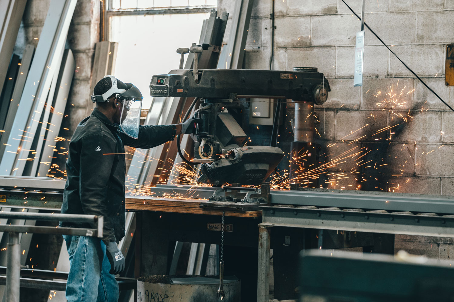 man working with machinary